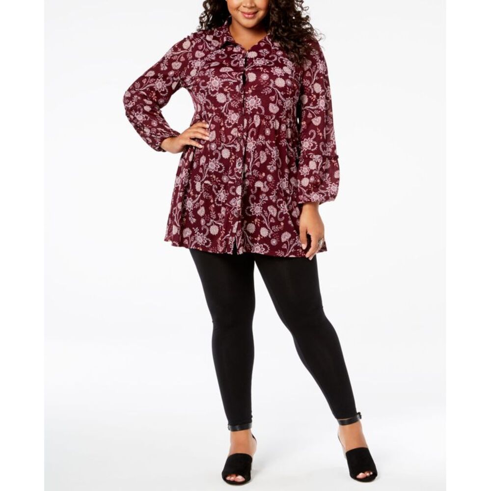 Style & Co Plus Size Printed Tiered Mesh Top